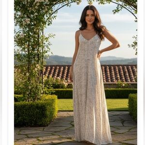 Lovestitch Patterned V-neck Maxi Dress Sleeveless Size M/L